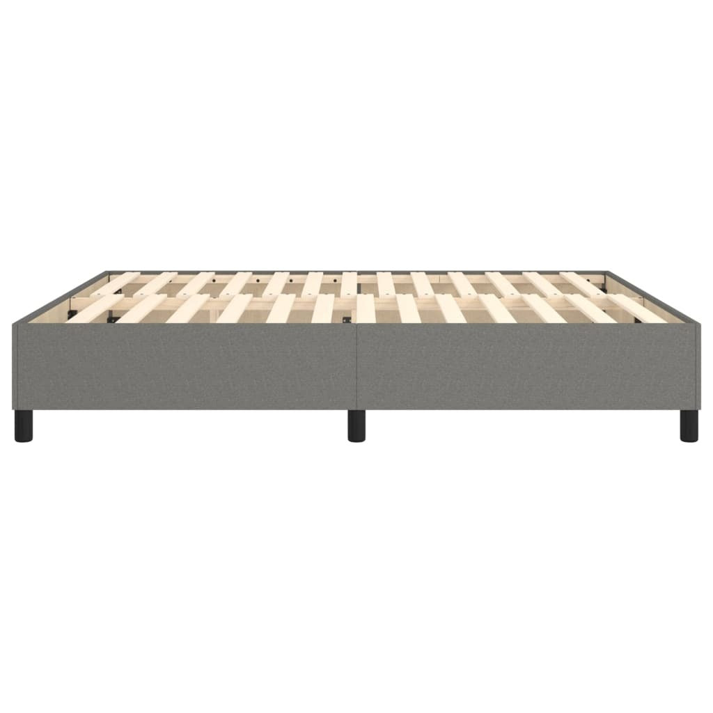 Box Spring Bed Frame Dark Gray King Fabric (US Only)
