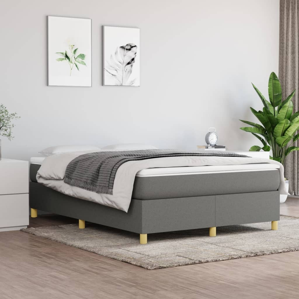 Box Spring Bed Frame Dark Gray Full Fabric (US Only)