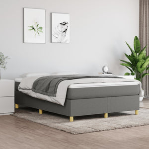 Box Spring Bed Frame Dark Gray Queen Fabric (US Only)