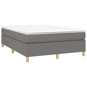 Box Spring Bed Frame Dark Gray Queen Fabric (US Only)