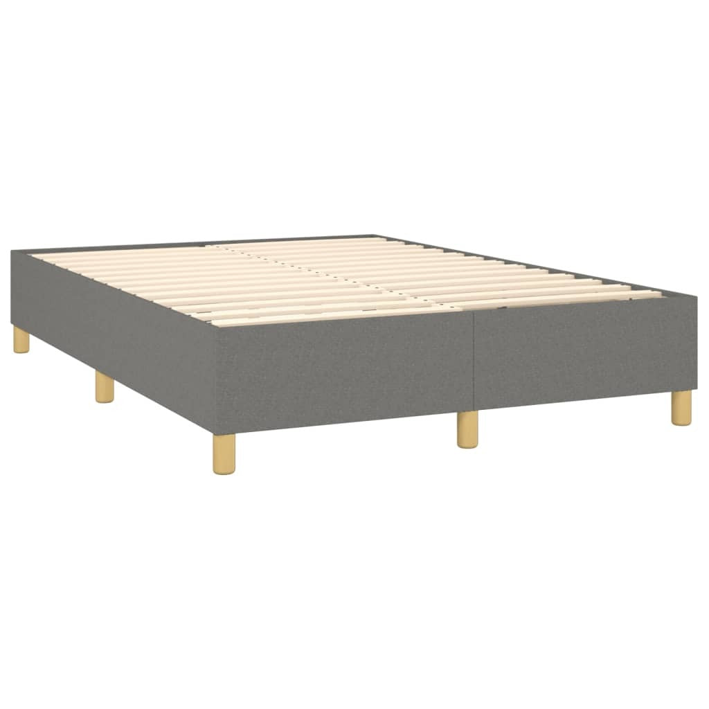 Box Spring Bed Frame Dark Gray Queen Fabric (US Only)