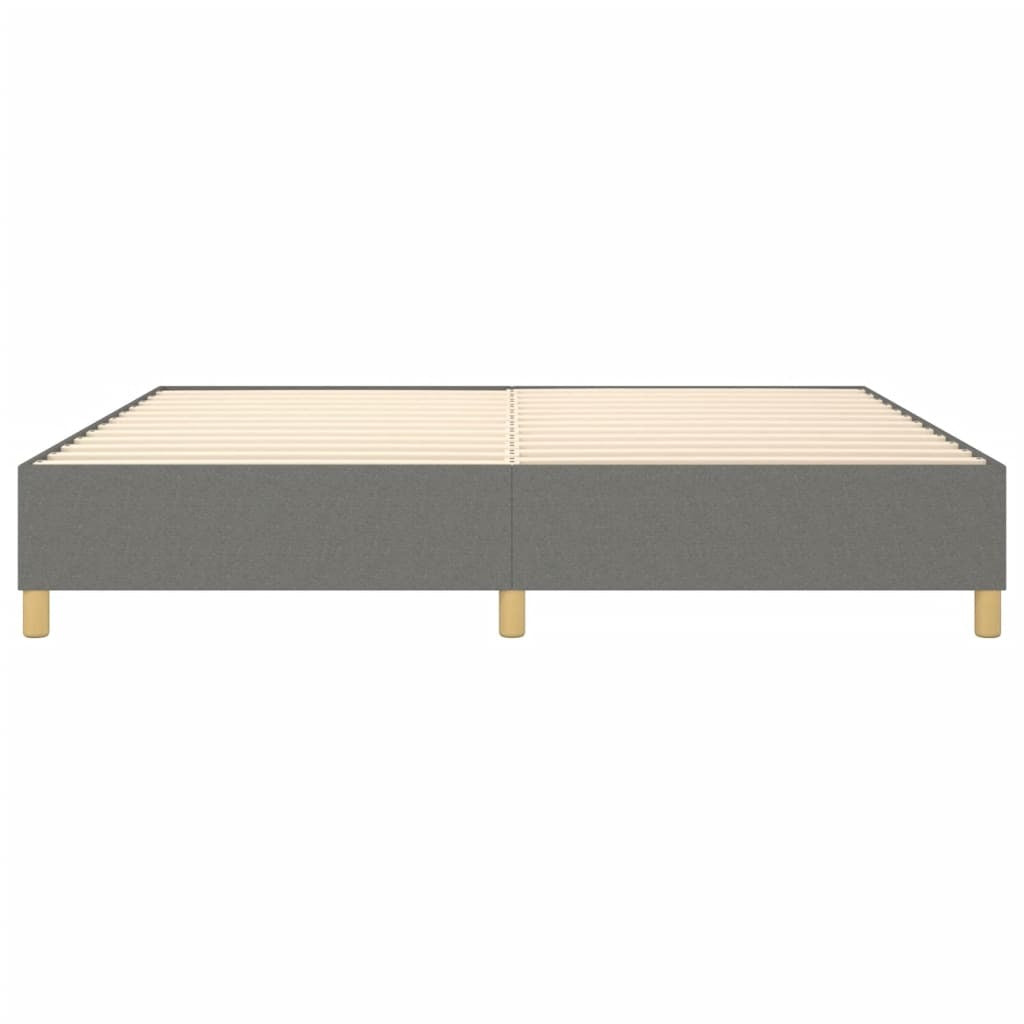 Box Spring Bed Frame Dark Gray Queen Fabric (US Only)