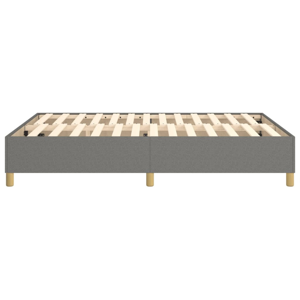 Box Spring Bed Frame Dark Gray Queen Fabric (US Only)