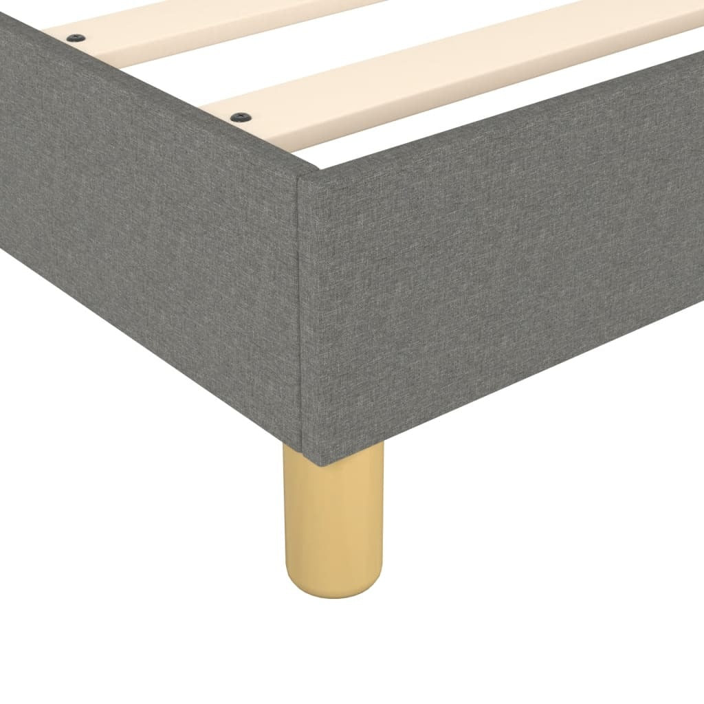 Box Spring Bed Frame Dark Gray Queen Fabric (US Only)