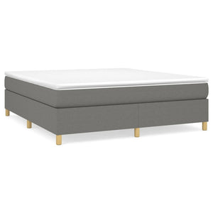 Box Spring Bed Frame Dark Gray King Fabric (US Only)