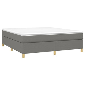 Box Spring Bed Frame Dark Gray King Fabric (US Only)