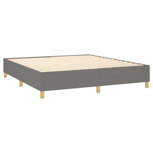 Box Spring Bed Frame Dark Gray King Fabric (US Only)