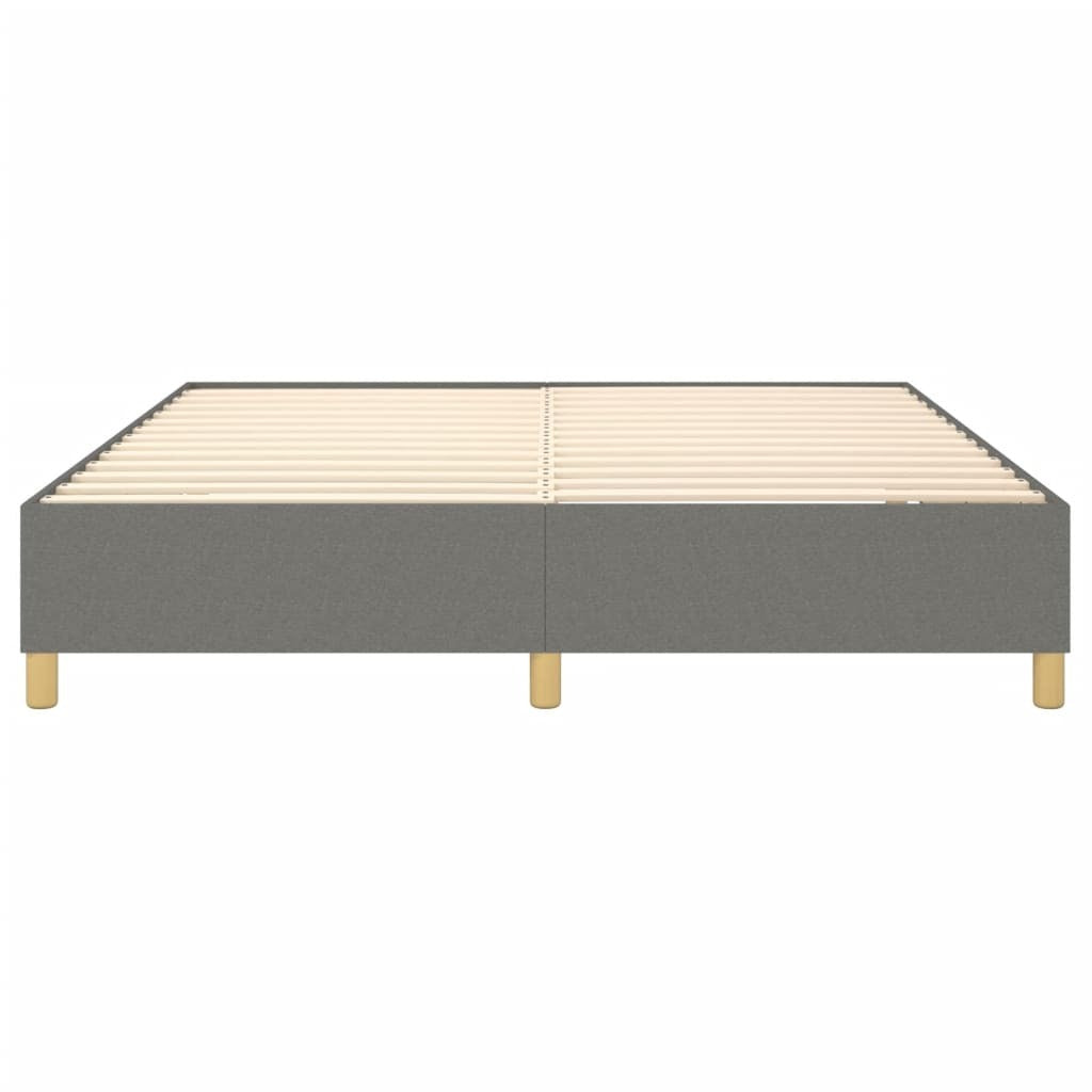 Box Spring Bed Frame Dark Gray King Fabric (US Only)
