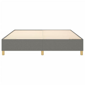 Box Spring Bed Frame Dark Gray King Fabric (US Only)