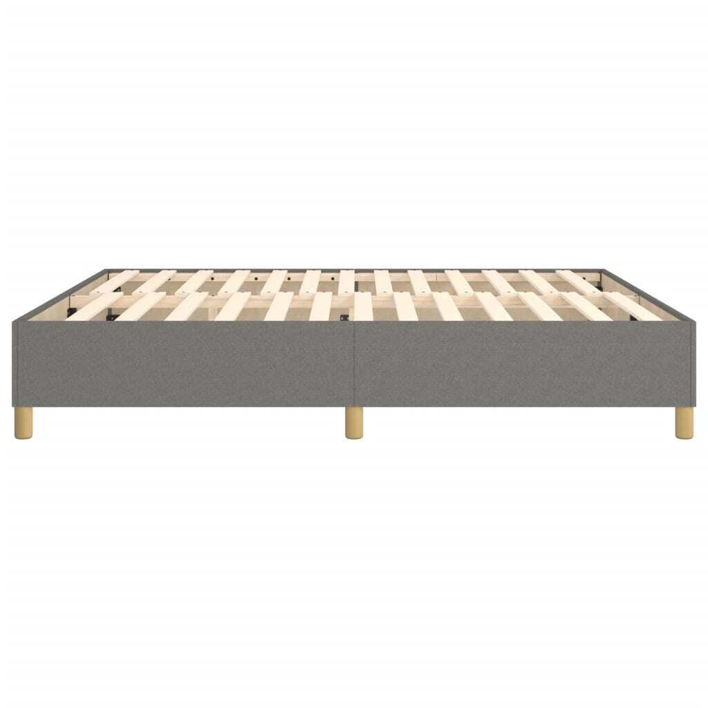 Box Spring Bed Frame Dark Gray King Fabric (US Only)