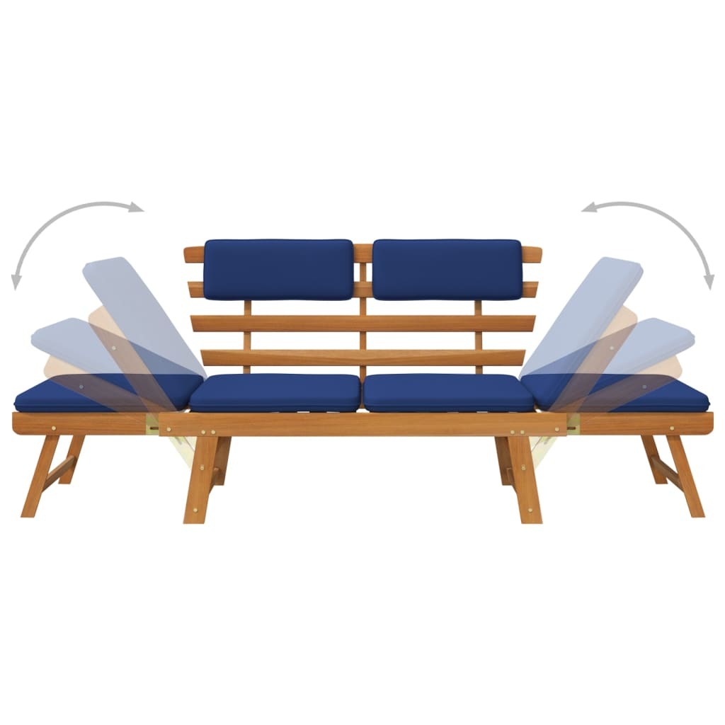 Patio Bench with Cushions 2-in-1 74.8" Solid Acacia Wood