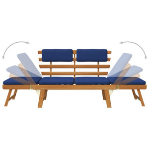 Patio Bench with Cushions 2-in-1 74.8" Solid Acacia Wood