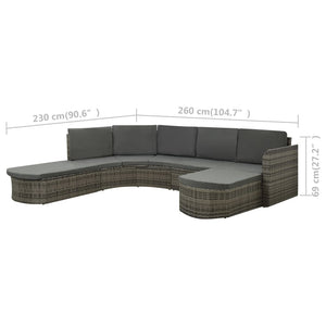 4 Piece Patio Lounge Set with Cushions Poly Rattan Gray