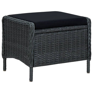 Reclining Patio Chair with Footstool Poly Rattan Dark Gray