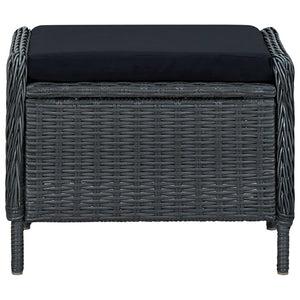 Reclining Patio Chair with Footstool Poly Rattan Dark Gray
