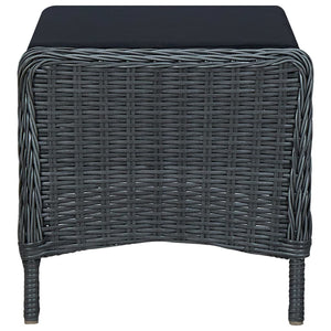 Reclining Patio Chair with Footstool Poly Rattan Dark Gray