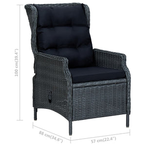 Reclining Patio Chair with Footstool Poly Rattan Dark Gray