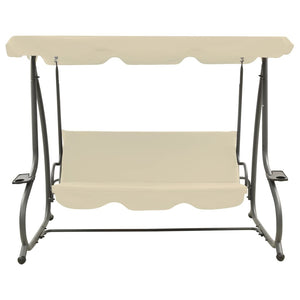 Outdoor Swing Bench with Canopy Sand White