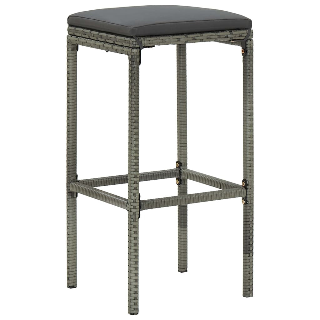 Bar Stools with Cushions 6 pcs Gray Poly Rattan