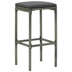 Bar Stools with Cushions 6 pcs Gray Poly Rattan