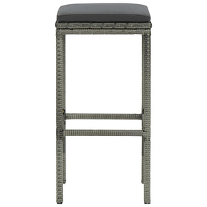 Bar Stools with Cushions 6 pcs Gray Poly Rattan