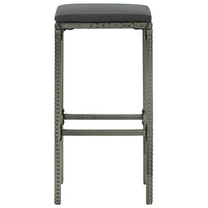 Bar Stools with Cushions 6 pcs Gray Poly Rattan