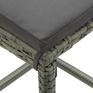 Bar Stools with Cushions 6 pcs Gray Poly Rattan