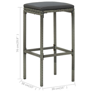 Bar Stools with Cushions 6 pcs Gray Poly Rattan