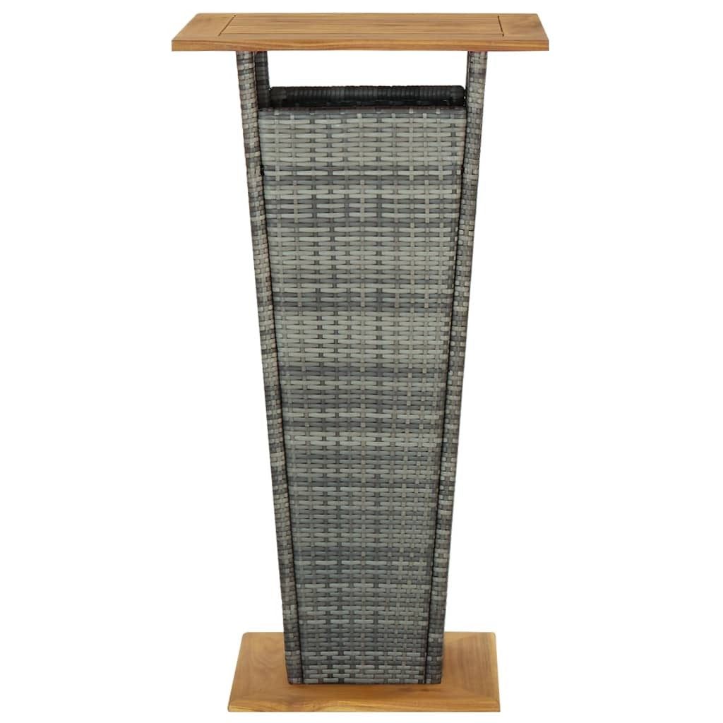 Bar Table Gray 23.6"x23.6"x43.3" Poly Rattan and Solid Acacia Wood