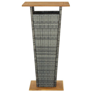 Bar Table Gray 23.6"x23.6"x43.3" Poly Rattan and Solid Acacia Wood