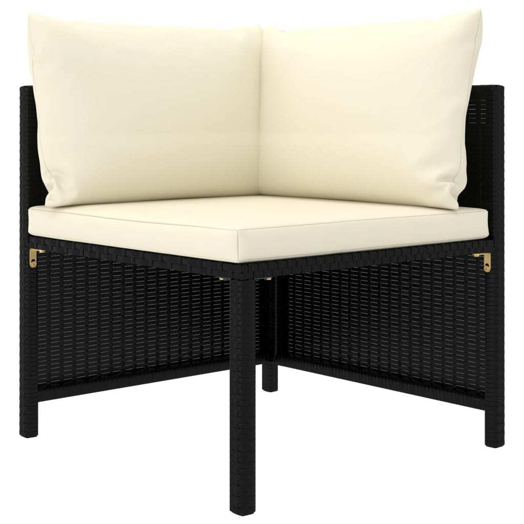 2 Piece Patio Sofa Set with Cushions Black Poly Rattan