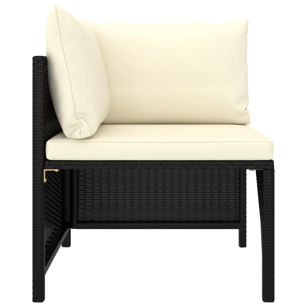 2 Piece Patio Sofa Set with Cushions Black Poly Rattan