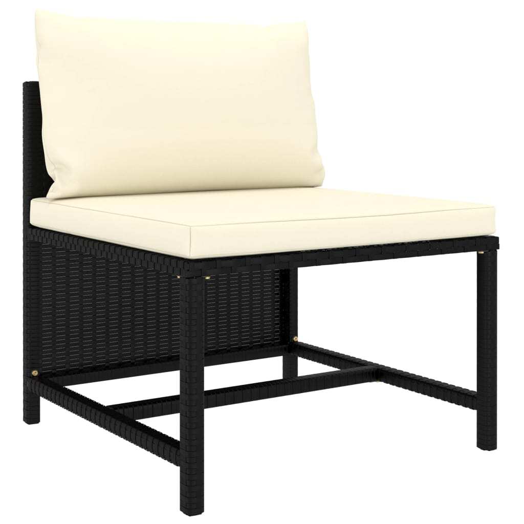 2 Piece Patio Sofa Set with Cushions Black Poly Rattan