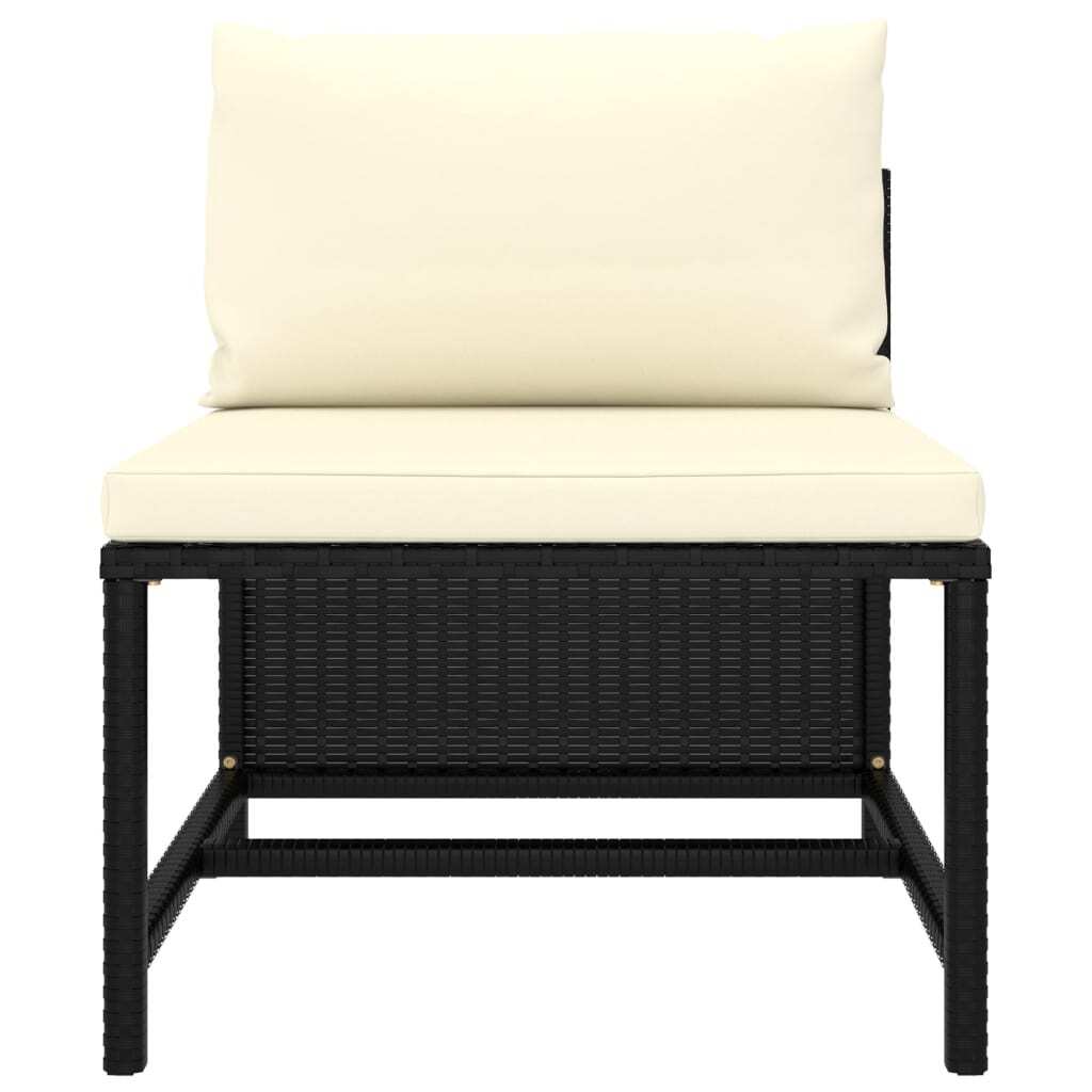 2 Piece Patio Sofa Set with Cushions Black Poly Rattan