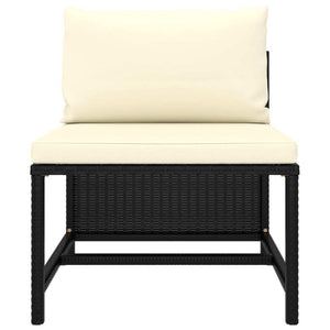 2 Piece Patio Sofa Set with Cushions Black Poly Rattan
