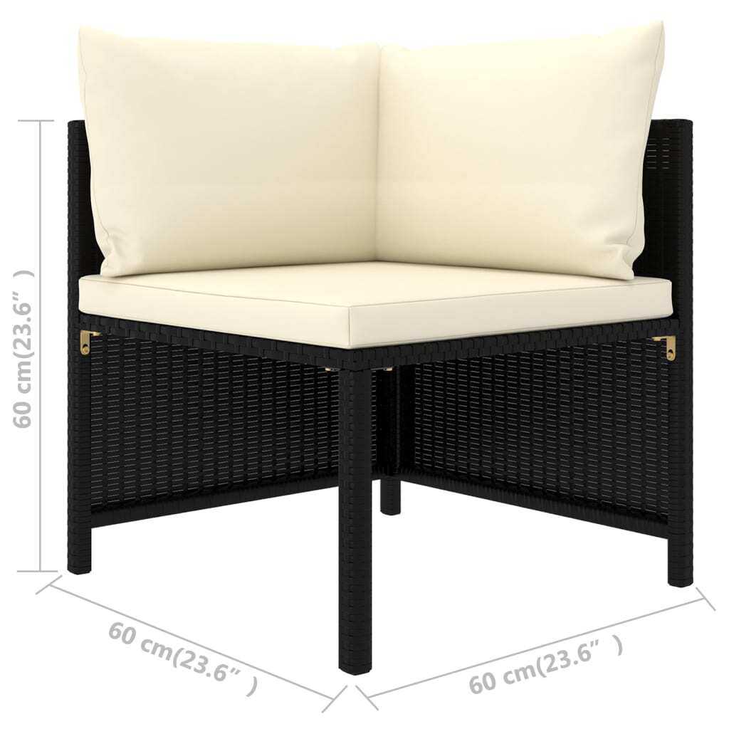 2 Piece Patio Sofa Set with Cushions Black Poly Rattan