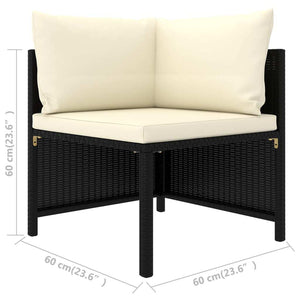 2 Piece Patio Sofa Set with Cushions Black Poly Rattan