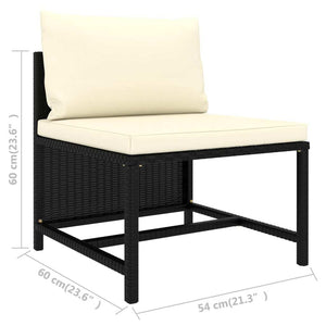 2 Piece Patio Sofa Set with Cushions Black Poly Rattan