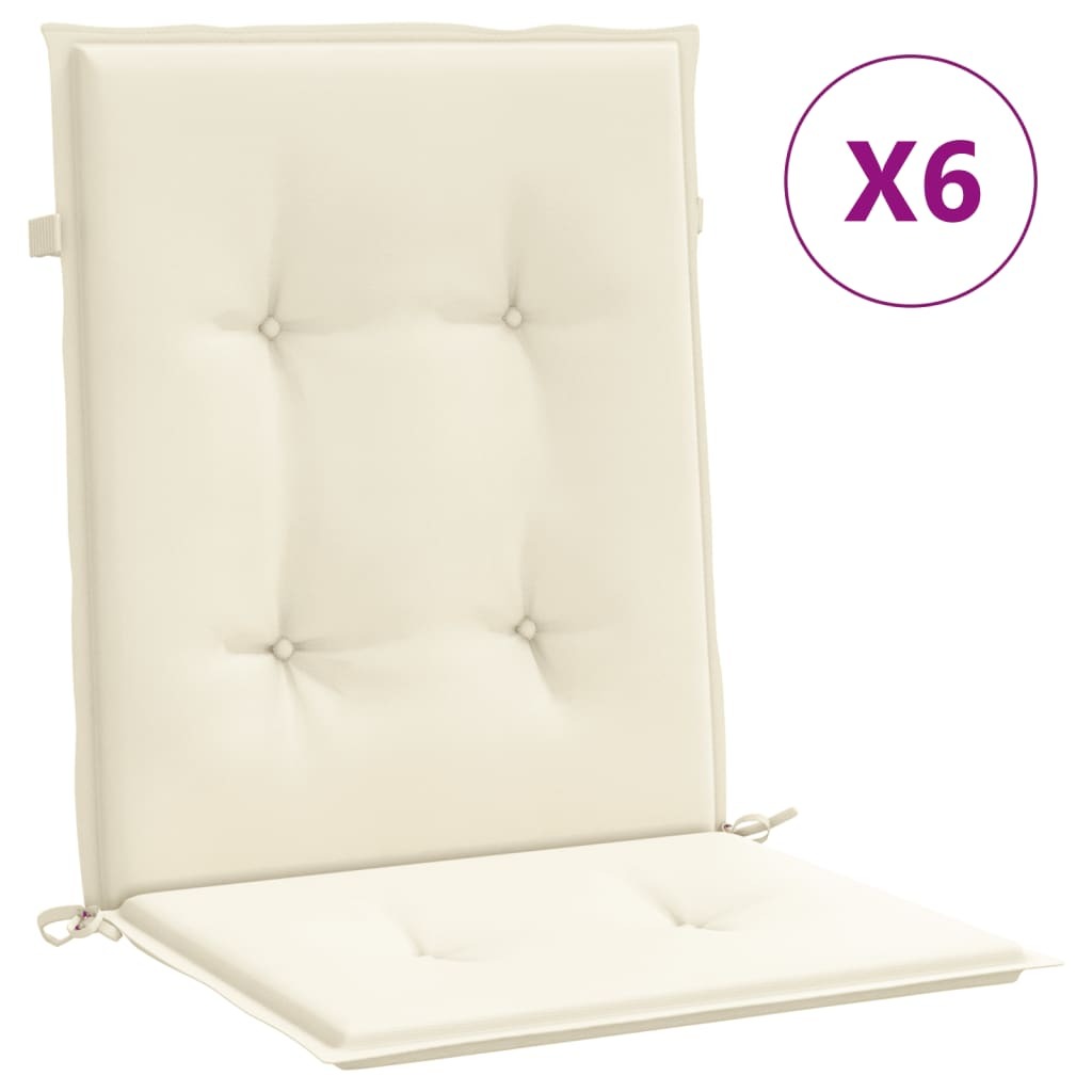 Garden Lowback Chair Cushions 6 pcs Cream 39.4"x19.7"x1.2" Oxford Fabric