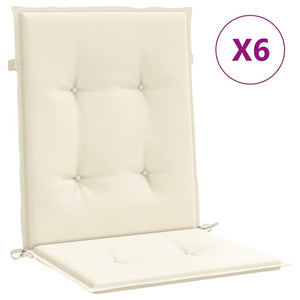 Garden Lowback Chair Cushions 6 pcs Cream 39.4"x19.7"x1.2" Oxford Fabric