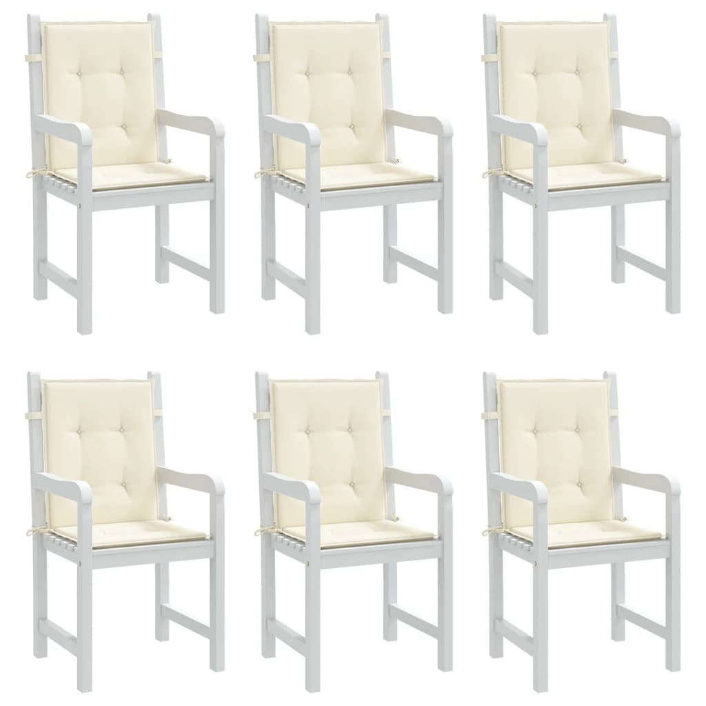 Garden Lowback Chair Cushions 6 pcs Cream 39.4"x19.7"x1.2" Oxford Fabric
