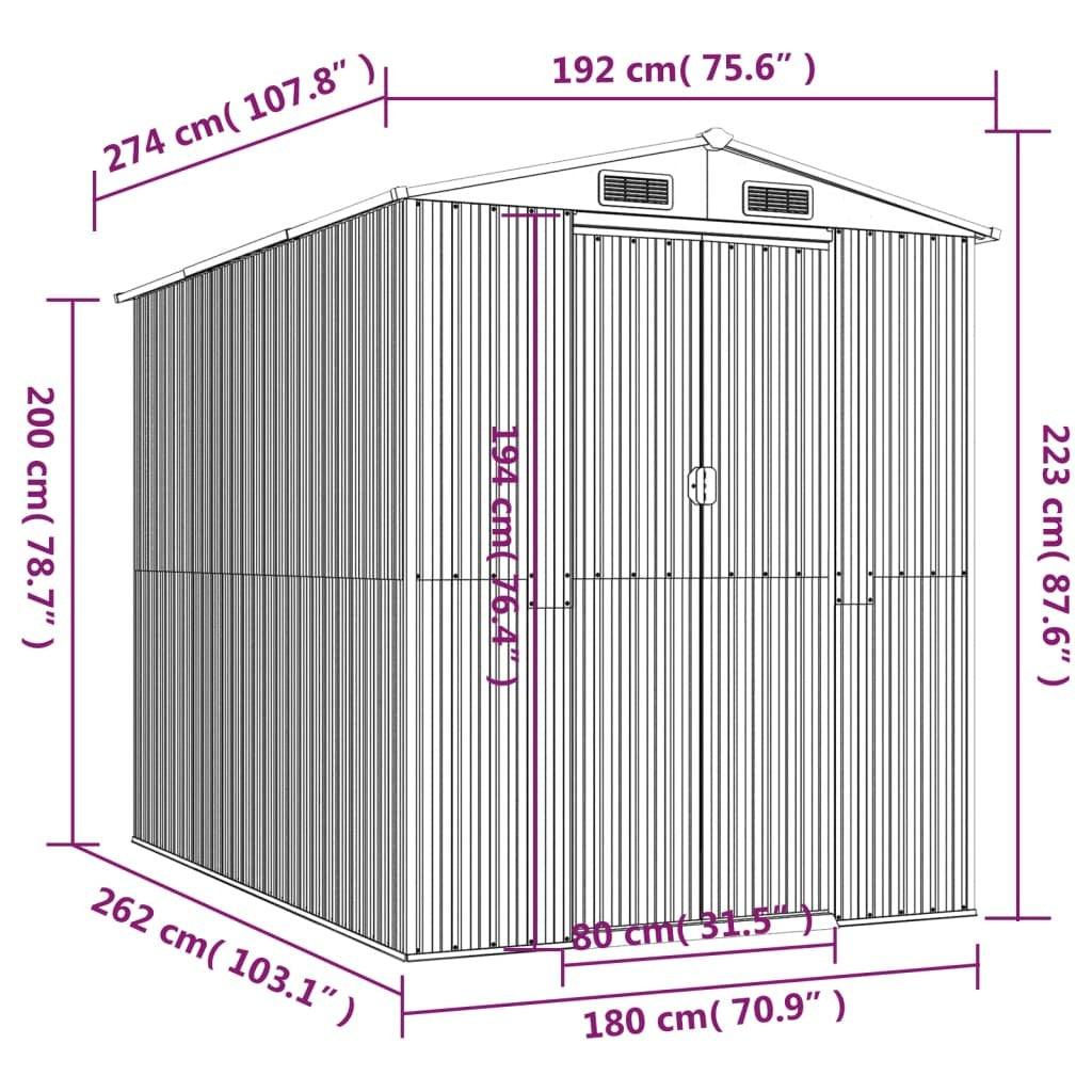 Garden Shed Dark Brown 75.6"x107.9"x87.8" Galvanized Steel