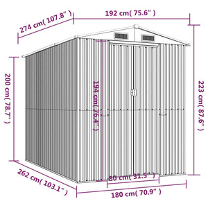 Garden Shed Dark Brown 75.6"x107.9"x87.8" Galvanized Steel