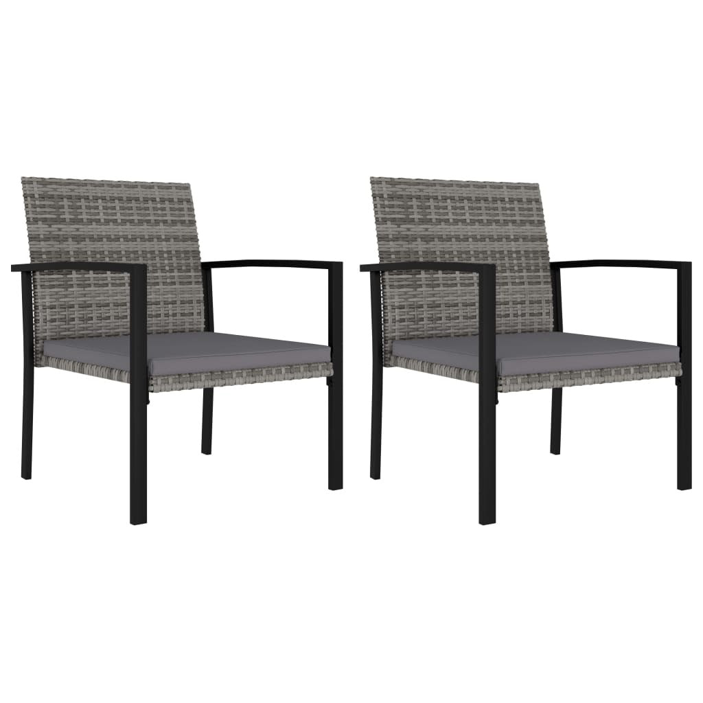 Patio Dining Chairs 2 pcs Poly Rattan Gray