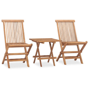 3 Piece Folding Patio Dining Set Solid Teak Wood