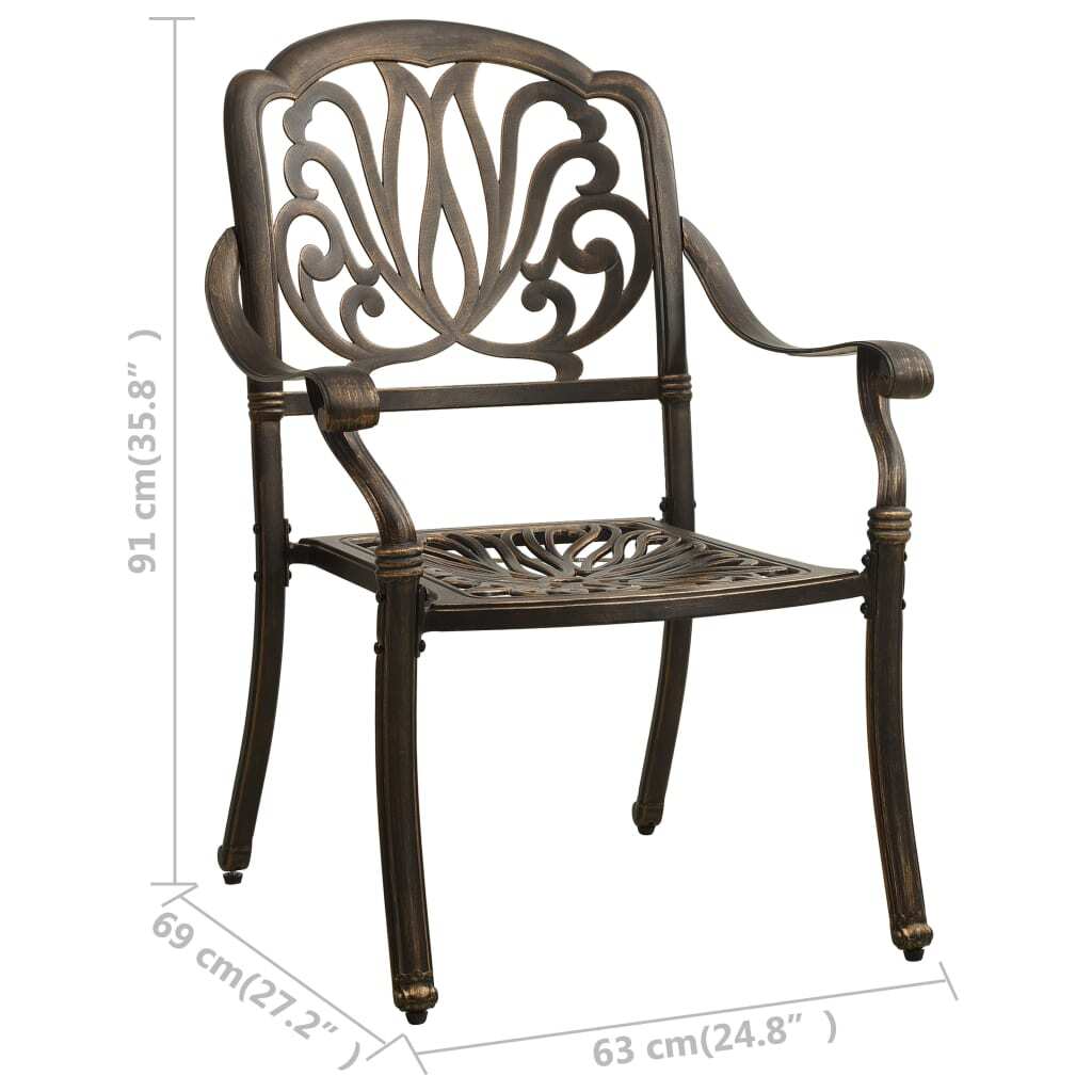 Patio Chairs 2 pcs Cast Aluminum Bronze