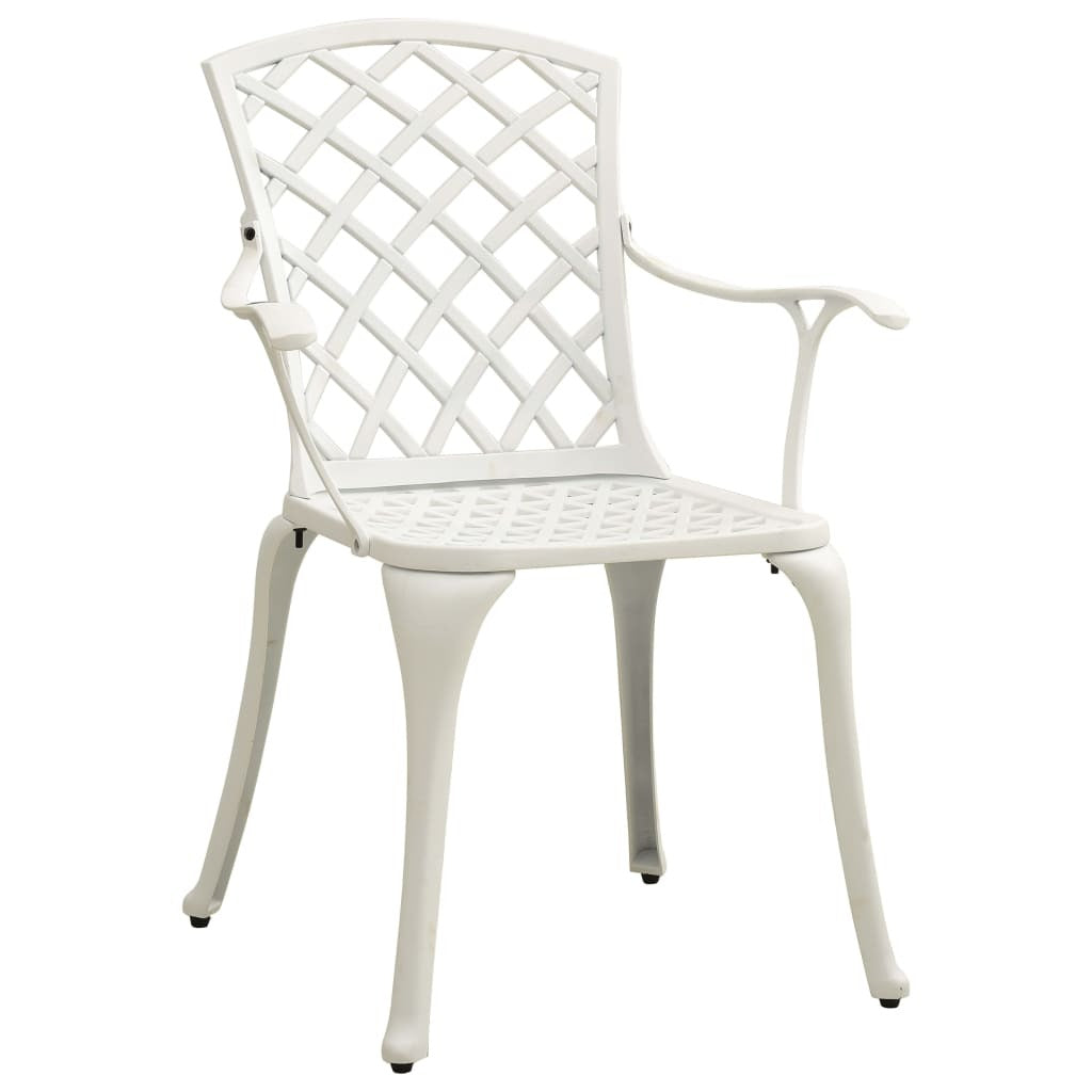 Patio Chairs 2 pcs Cast Aluminum White