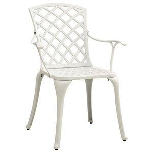 Patio Chairs 2 pcs Cast Aluminum White