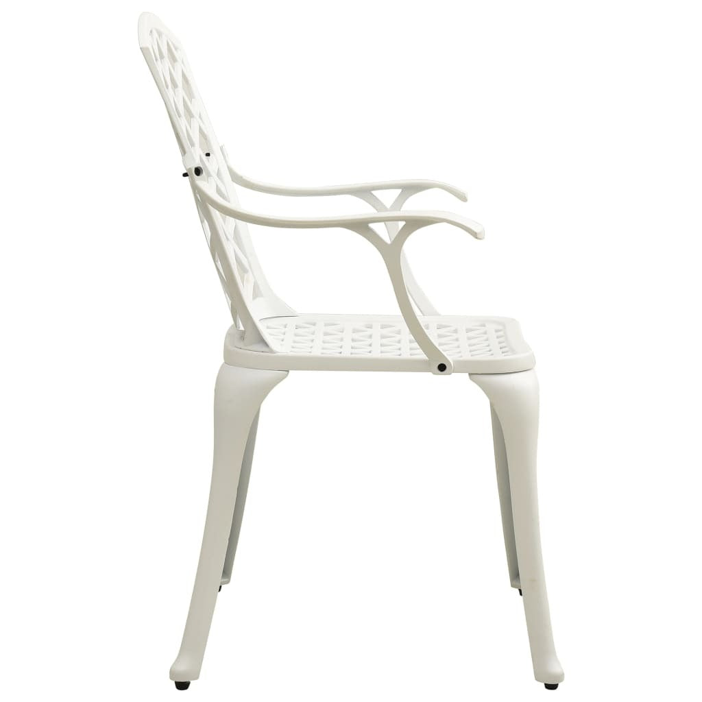 Patio Chairs 2 pcs Cast Aluminum White