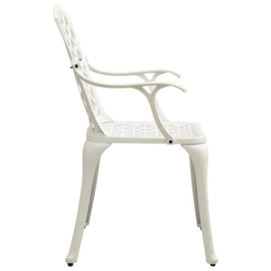 Patio Chairs 2 pcs Cast Aluminum White